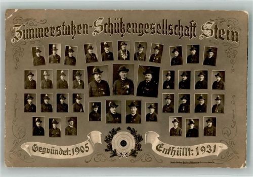 Stein 1931 25 Jahre Zimmerstutzen-Gesellschaft 1931 Mitgliedertafel Foto AK