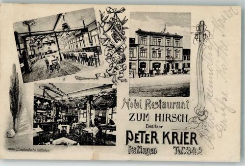 Ratingen Hotel-Gasthaus zum Hirsch Speisesaal Gaststube Foto AK