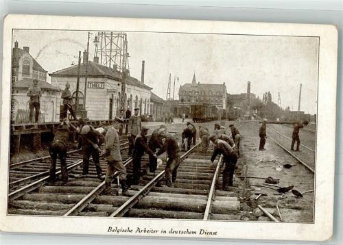 Thielt 1916 Bahnhof Feldpost WK I Belgische Arbeiter Gleisbau