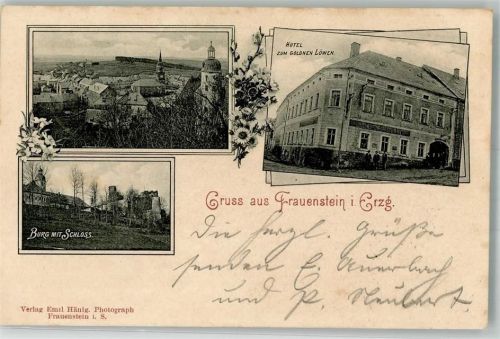 Frauenstein 1901 Burg m. Schloss Hotel zum Goldenen Löwen