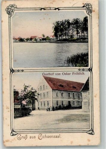 Schmannewitz 1910 Gasthaus zum Ochsen Ochsensaal See