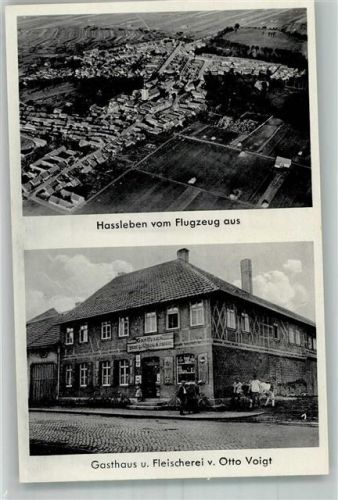 Haßleben Fliegeraufnahme Gasthaus-Metzgerei Voigt