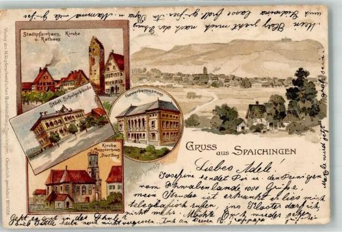 Spaichingen 1903 Städt. Schulgebäude Gewerbemuseum Stadtpfarrhaus Rathaus