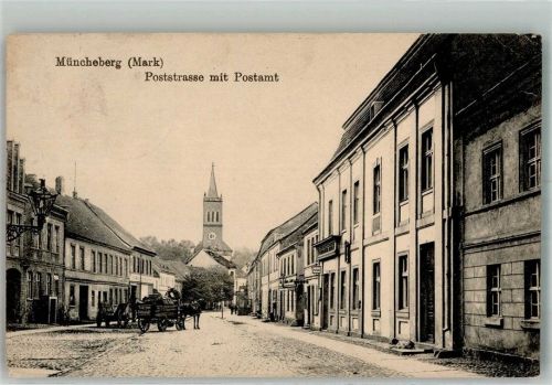 Müncheberg 1918 Poststrasse Postamt Fuhrwerk