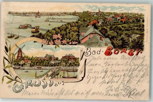 Borby 1897 Windmühle Kreishaus Kgl. Seminar Hafen