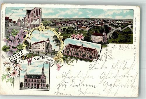 Winsen 1898 Lithographie Marktplatz Rathaus Schloss Schule