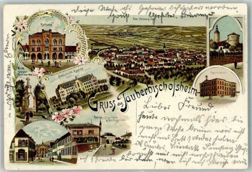 Tauberbischofsheim 1904 Rathaus Erzbischöfl. Konvikt Krankenhaus Amtsgericht Gymnasium