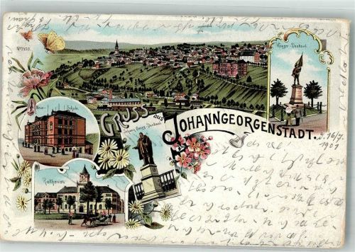 Johanngeorgenstadt 1901 Neue Schule Rathaus Kriegerdenkmal Johann Georg-Denkmal