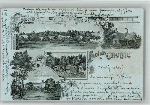 Choltice 1900 Lithographie Schloss