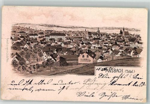 Ansbach 1900 Lithographie