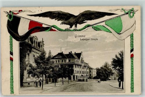 Grimma 1916 Leipziger Straße Schwarz-Weiß-Rot Adler Feldpost WK I S. B. II. Ers. Batl. J. R. 106