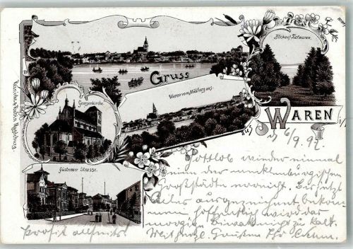 Waren 1897 Georgenkirche Güstrower Strasse Blick auf Tiefwaren