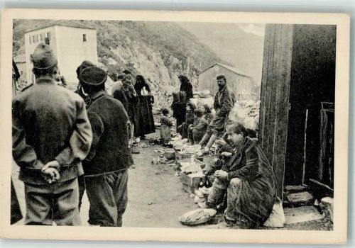 Virpazar 1916 Foto AK WK I Fischhändler Marktszene