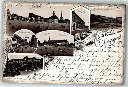 Kölleda 1900 Oberpfarre Kreishaus Brückenstraße Schloß zu Beichlingen
