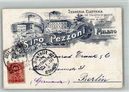Milano 1900 Fabrik Secheria Elektrica Lithographie Briefmarke bildseitig