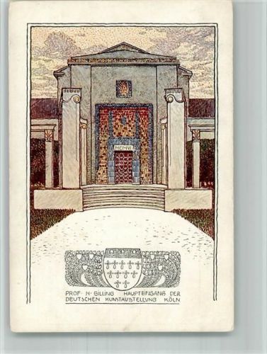 Köln Stadt 1906 sign. Prof. H. Billing Haupteingang der Dt. Kunstausstellung Nr. 7 Jugendstil