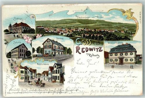 Redwitz 1900 Marktstrasse Schule Schloss Bahnhof Kaufhaus Gesslein