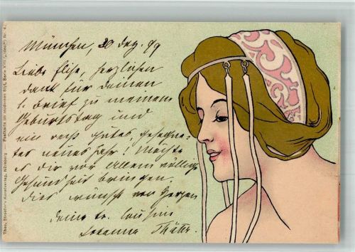 1899 Stroefer im modernen Stil Serie XVII Nr. 4 schöne Frau Lithographie