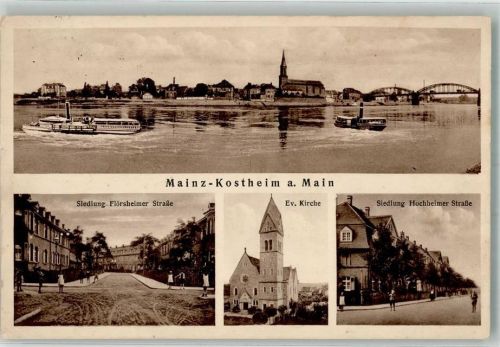 Mainz-Kostheim Main Ausflugsdampfer Siedlung Flörsheimer Straße Siedlung Hochheimer Straße