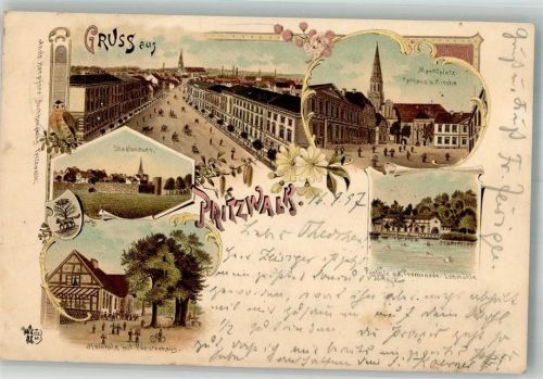 Pritzwalk 1897 Stadtwappen Stadtmauer Marktplatz Rathaus Verlag Ottmar Zieher-München