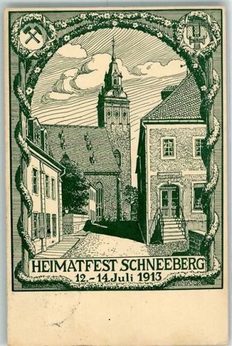 Schneeberg 1913 Heimatfest Schneeberg 1913 Stadtwappen sign. A. Major