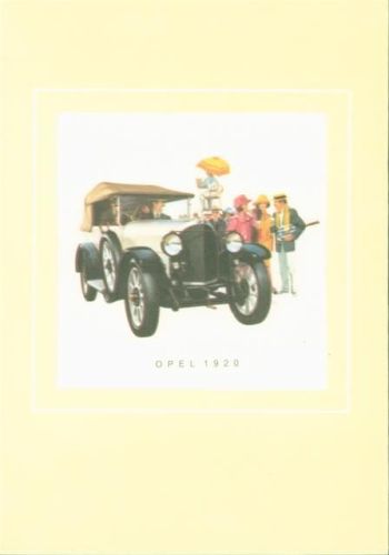 Rüsselsheim Opel Olympia 1920 Bild auf echter Seide gedruckt im Passepartout Rahmen Klappkarte