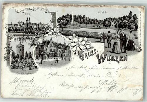 Wurzen 1901 Schloss Aussichtsturm Post Parkteich