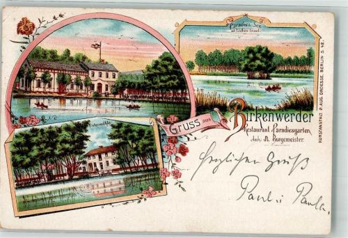 Birkenwerder 1900 Untermühle Paradies-See Gasthaus Paradiesgarten