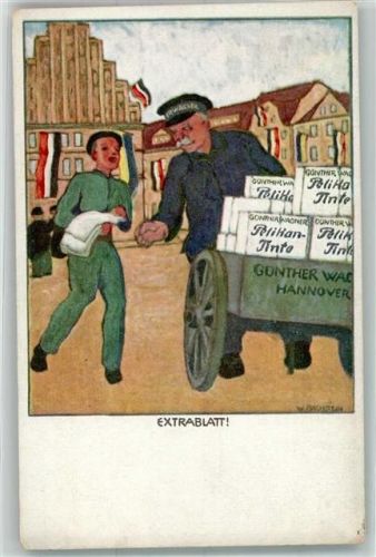 Pelikan Tinte Dienstmann Extrablatt WK I sign. W. Bechstein