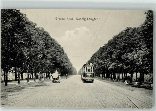 Danzig Große Allee Langenfuhr Straßenbahn Nr. 115