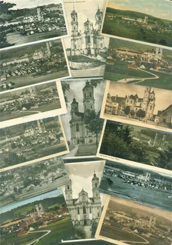 Ottobeuren Lot mit 25 AK Original aus Musterbuch des Metz Verlages rückseitig Haftspuren