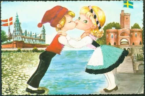 Schwedisch Dänische Freundschaft echte Stickerei