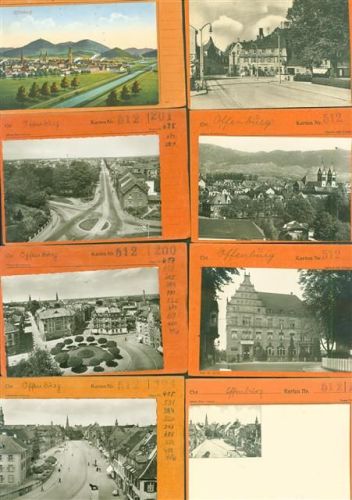Offenburg Lot mit 29 AK Musterkarten Original aus Metzarchiv Bestellvorgänge und Auflagenzahlen