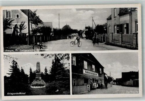 Kraupa Dorfstrasse Motorrad Fahrrad Kolonialwaren-Handlung Kriegerdenkmal