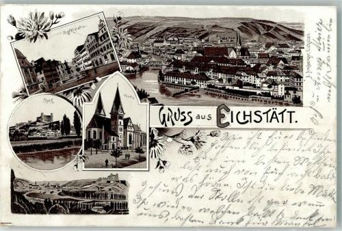 Eichstätt 1899 Verläufer Druck um 1890 Eichstätter Dom Burg Marktplatz