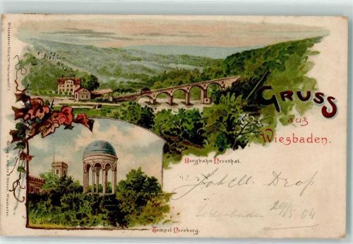 Wiesbaden 1904 Tempel-Neroberg Bergbahn sign. C. Schlieper