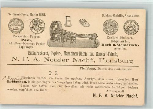 Flensburg 1897 Vorläufer Druck 1880-89 Buchdruckerei Netzer