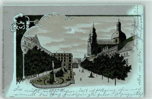 Mannheim 1904 Schillerplatz m. Jesuitenkirche