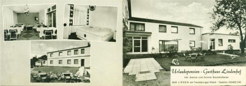 Lienen Gasthaus Pension Lindenhof Innen-und Aussenansicht Klappkarte
