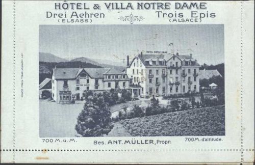 Ammerschwihr Kartenbrief Hotel Villa Notre Dame Drei Ähren Trois Epis