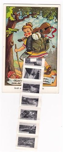 Rüdesheim ausziehbarer Papierstreifen Gitarre Pilze Mainz Niederwalddenkmal Bingen Bingerbrück Schloss Rheinstein Pfalz Kaub Loreley St. Goarshausen Burg Katz St. Goar Burg Rheinfels Schloss Stolzenfels Koblenz Deutsches Eck