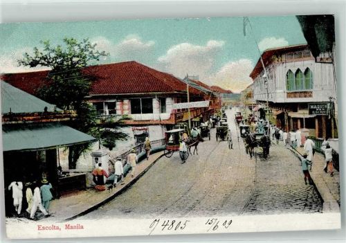 Manila Escolta Kutsche Gasthaus Fahne Volkstypen