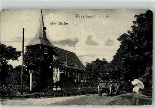 Geesthacht 1907 Alte Kirche Fuhrwerk