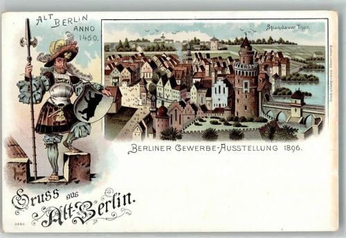 Treptow 1896 Berliner Gewerbe-Ausstellung 1896 Alt-Berlin anno 1450 Stadtwächter Spandauer Tor