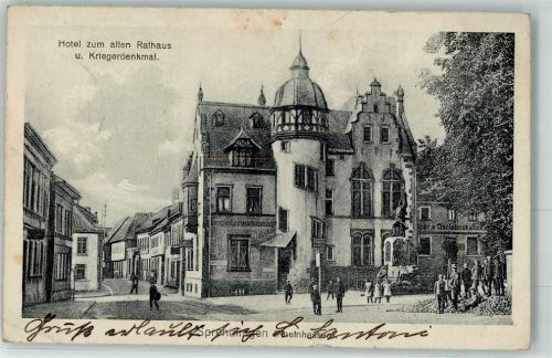 Sprendlingen 1918 Hotel zum alten Rathaus u. Kriegerdenkmal