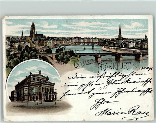 Frankfurt 1896 Mainbrücke Opernhaus