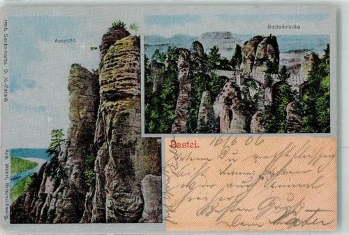 Bastei 1906 Patent AK Basteibrücke