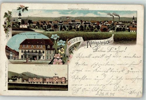 Königsbrück 1897 Hotel zum schwarzen Adler Artillerie-Kaserne