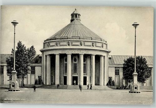 Dresden 1911 Nr. 89 Hygiene Ausstellung Halle : Der Mensch Jugendstil Architektur