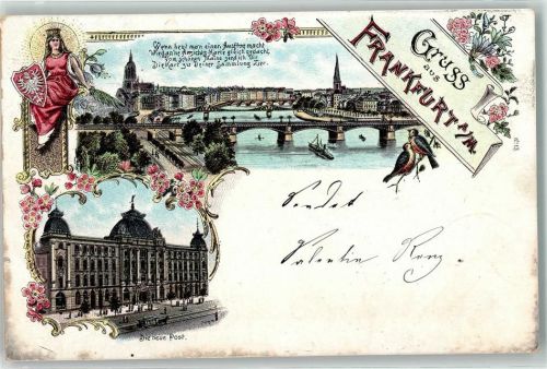 Frankfurt 1901 Neue Post Main Brücke